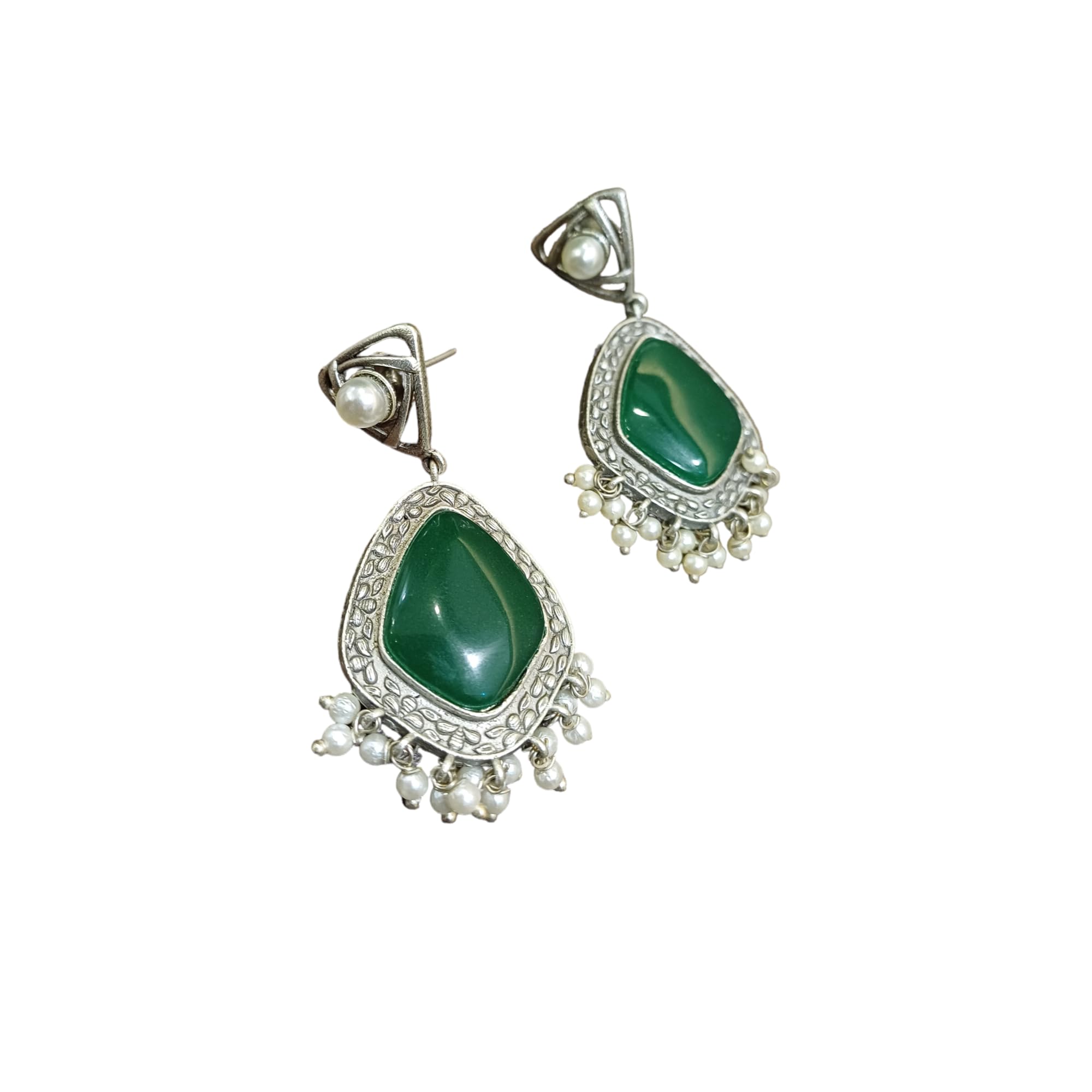 Jeweltos Oxidised Silver Brass Earrings for Women and Girls (Green) (B0CVW7F8L8) Amazon Price History, Amazon Price Tracker