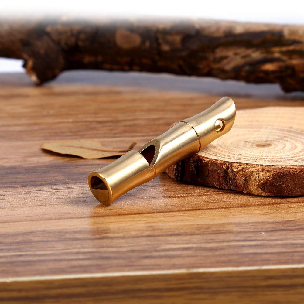 Outdoor EDC Brass Signal Whistle, Loud Version Lifesaving Whistle Tool for Camping and Boating