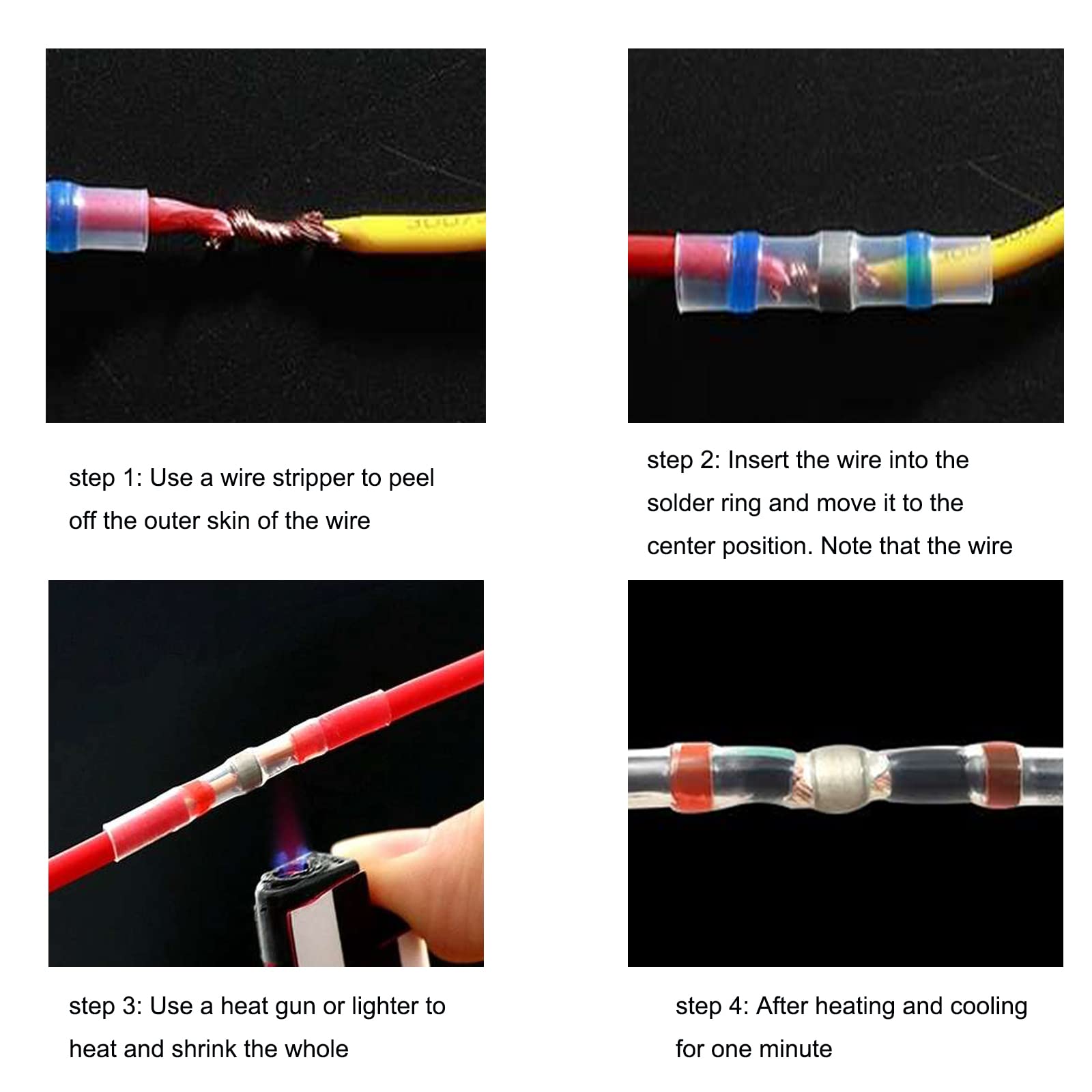 120 PCS Connecteurs Soudure Thermorétractables Étanches Pour Fils Électriques Auto Moto