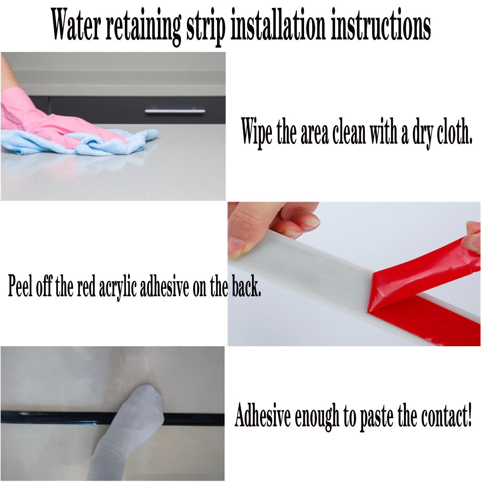 Barrera de agua de ducha de silicona autoadhesiva, 60-400 cm, impermeable, protector de umbral y suelo para zonas húmedas y secas, tiras de retención de humedad