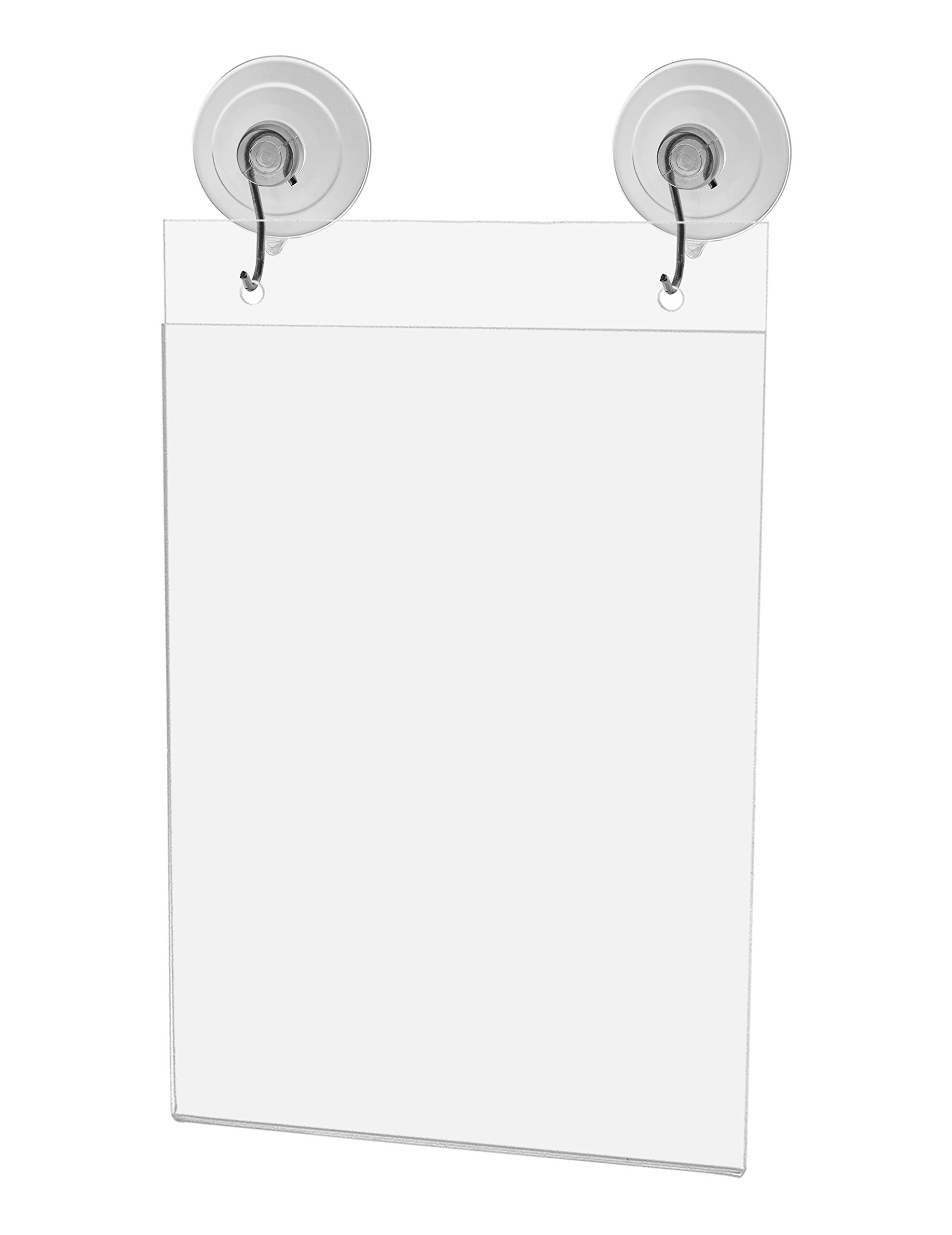 Marketing Holders 6 Pack Window Sign Holders for 5" x 7" Price Lists and Menus with Predrilled Holes Suction Cups with Hooks Included for Schools and