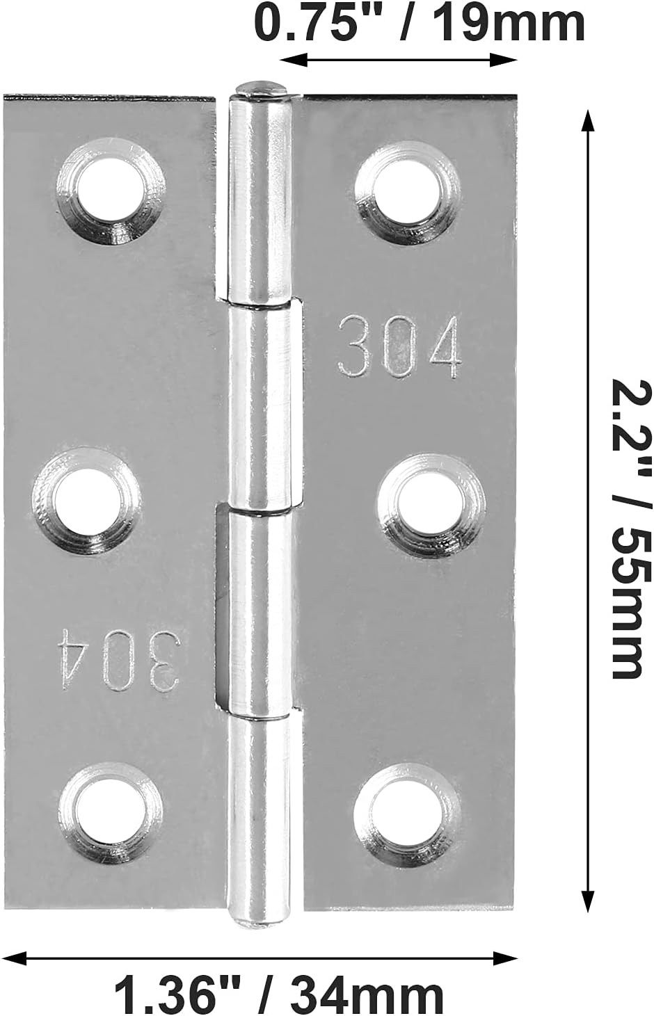 Biaungdo 10 Pack 2.5 Inch Butt Hinge, Stainless Steel Folding Butt Hinges, Cabinet Mini Hinges Small Box Hinges Door Hinge Rectangle