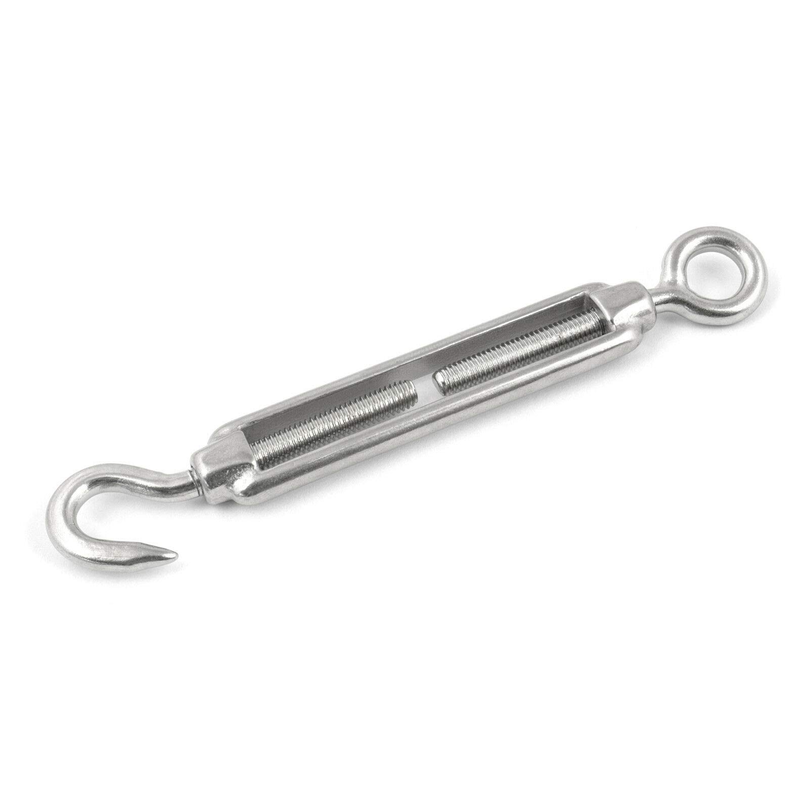 50 stück Spannschloss M10 Haken/Öse – Edelstahl AISI 316, V4A 1.4401 – Seilspanner für Drahtseil Spanner Stahlseil Draht zubehör für Seilwerk