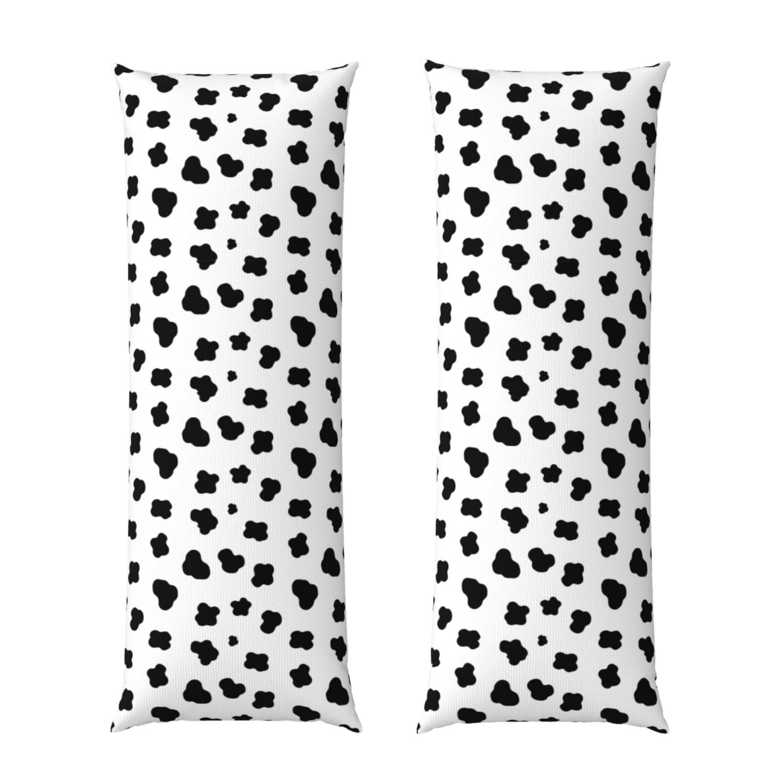 Body Pillow Case 20x60 Black and White Animal Cow Print, Zippered Cozy Pillow Cover, Soft Plush Cushion Protector, Machine Washable for Bed Sofa Couch