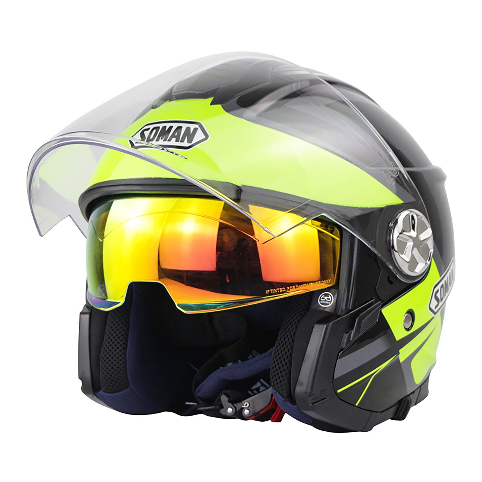 Retro 3/4 Open Gezicht Motorhelm met Bril DOT/ECE Goedgekeurd Mannen Vrouwen Volwassenen Vintage Motor Jet Helm Half Gezicht Helmen voor Chopper Scooter Elektrisch (Color : K, Size : XL=61-62cm