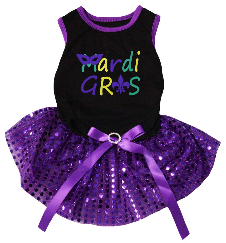 Robe tutu pour chien élégante pailletée Mardi Gras noir intense taille XXL