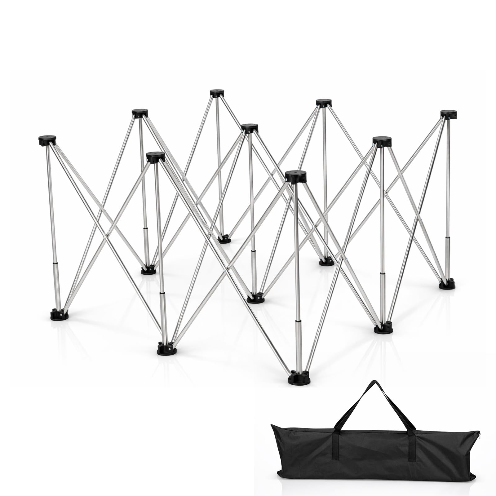 Heavy Duty Folding Workstand with Carry Bag, Max Load 630kg Pop-Up Sawhorse/Trestle Base for Tile Slabs, Workbench Woodworking & Construction Worktop No-Assembly Portable Work Bench (9 Legs)