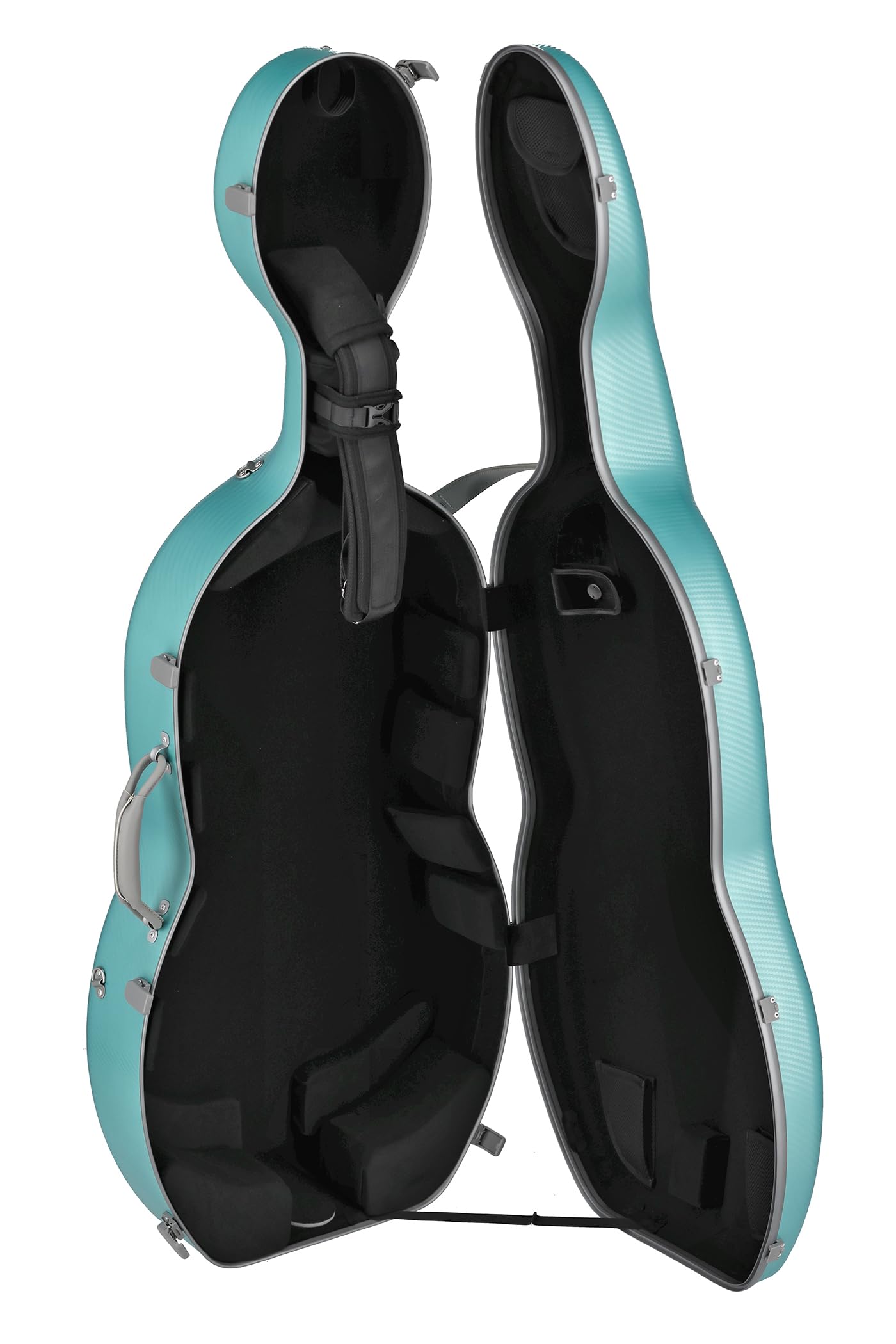 GEWA Custodia per violoncello FUN Series policarbonato 4/4 Verde/Grigio, interno nero, 2 cinghie zaino rimovibili, tasca accessori, sospensione imbottita, maniglia laterale aggiuntiva
