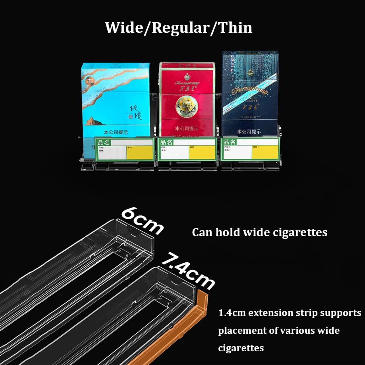 Automatic Cigarette Display Rack,Acrylic Clear Automatic Cigarette Case Stand Pushers Rack,Cigarette Storage Holder,Cigarettes Organizer Shelves,Matchbook Holder Divider,4 Layers,12 Columns