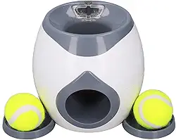Depisuta Lançador Automático de Bolas para Cães, Máquina de Lançamento Automática de Bolas para Cães Com 2 Tênis, Brinquedo Interativo para Cães, Lançador de Bolas para Cães