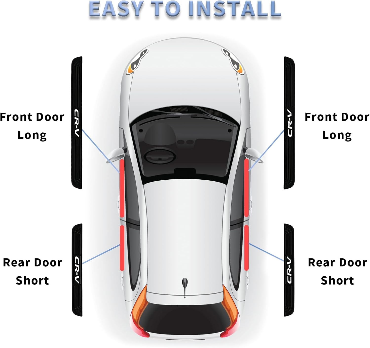 4pcs/Set Car Door Sill Plate Protectors - Black Soft Rubber Front/Rear Door Sill Scuff Plate Guard, Door Pedal Protector Stickers fit for Honda CRV (White)