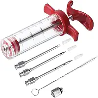Seringa injetora de carne – 3 agulhas injetoras de marinada para churrasco e peru, injetor de tempero para carne com grande capacidade de 30 ml, fácil de usar e limpar [vermelho]