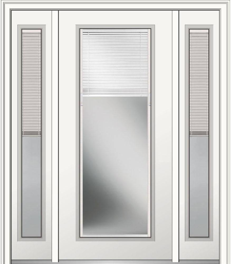 Z029679R, Exterior with Two Sidelites Door, Steel, 60" x 80", Full Lite, Raise/Lower Blinds Collection, Right-Hand Inswing