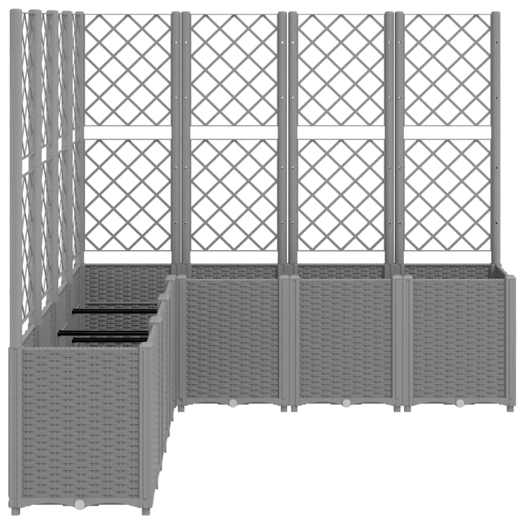 Jardinière avec Treillis Gris Clair en polypropylène 160x160x140 cm bac Plante Jardin Balcon terrasse Pot Cache avec réserve d'eau et Drainage pour Culture Fleurs et Herbes aromatiques