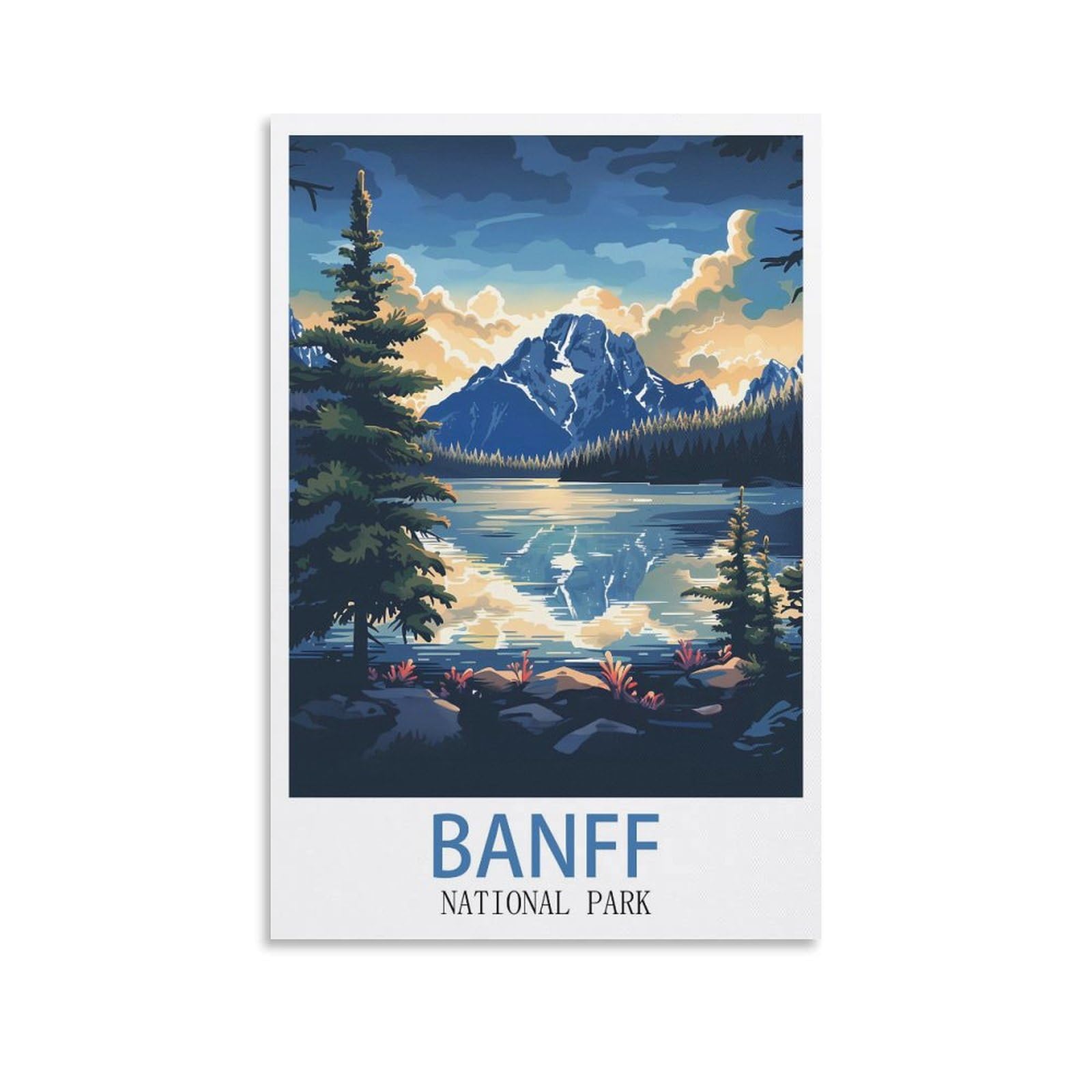 Hsayyiii Unframe-Style Banff National Park Vintage Travel Posters 16X24inch(40X60cm) Canvas Art Poster And Wall Art Picture Print Bedroom Decor