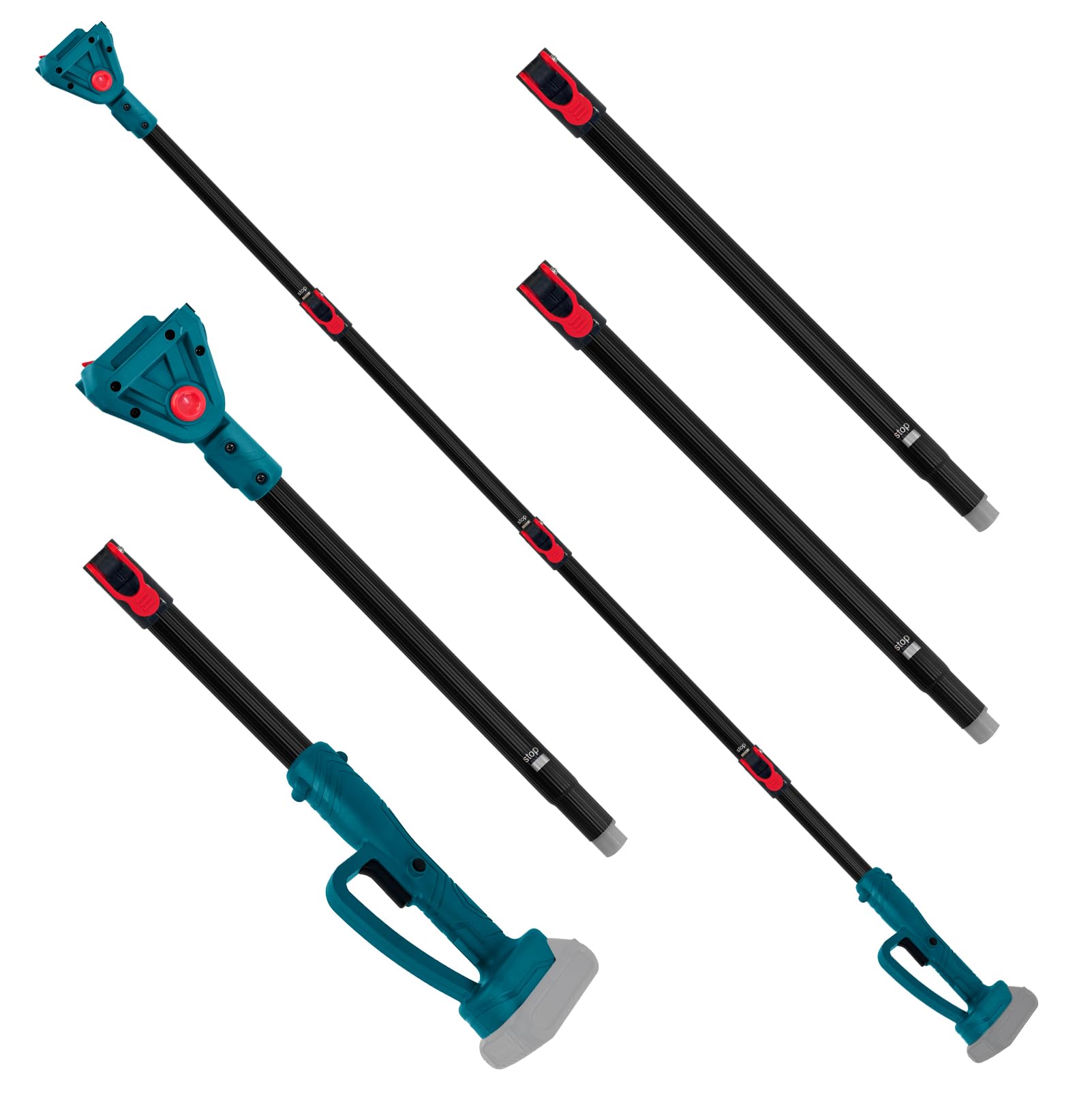 Barra telescópica para podadoras y sierras eléctricas | tijeras podar telescópicas, 4 piezas de extensión de jardín de 2m, accesorio de corte alto ajustable, compatible con Makita