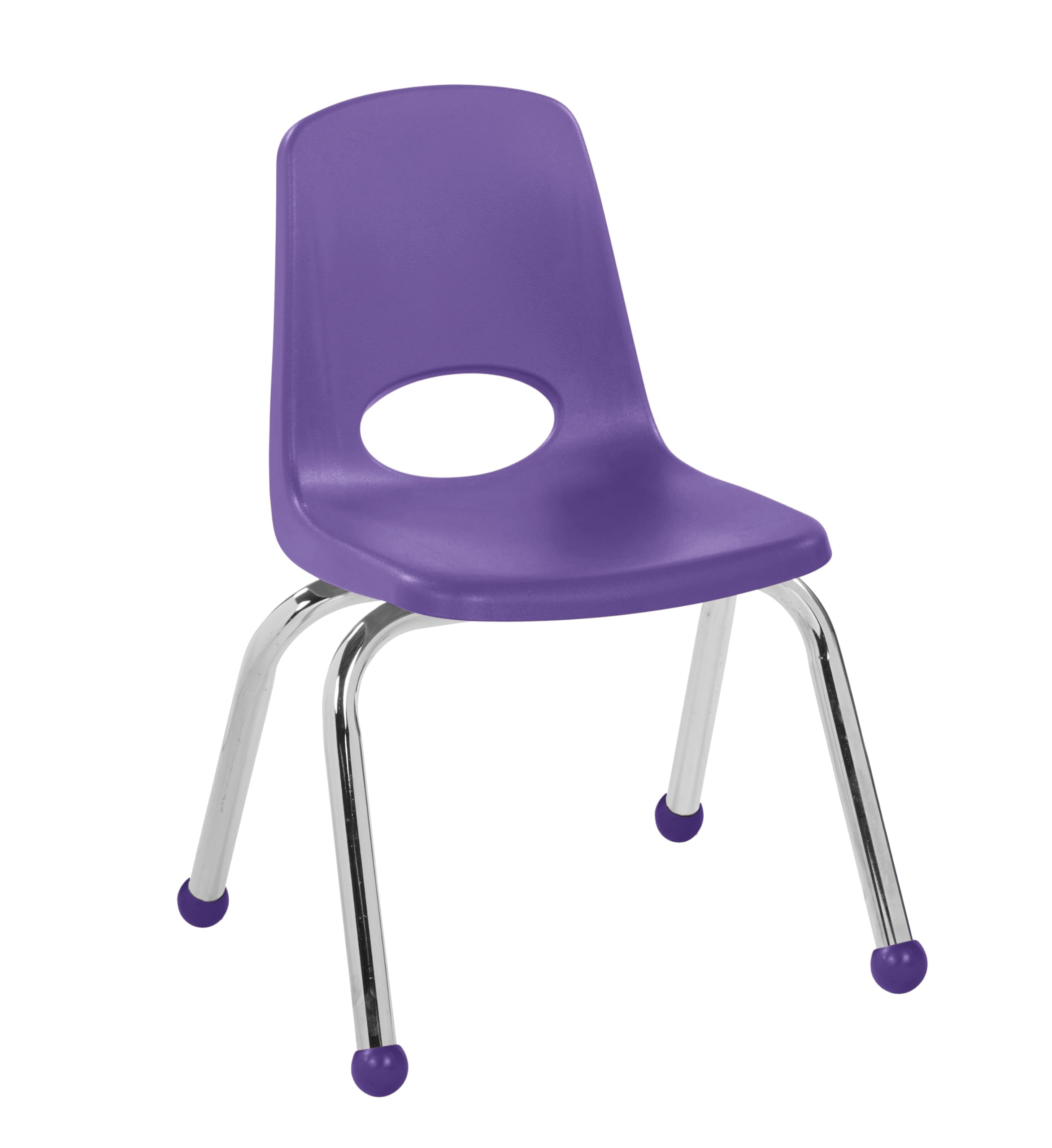 FDP 12" School Stack Chair,Stacking Student Seat with Chromed Steel Legs and Ball Glides for Classroom, Homeschool or Learning Space - Purple, 11555-PU