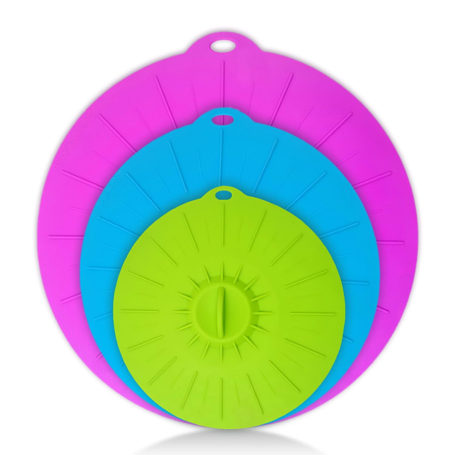 3 piezas Tapas de Silicona Elásticas,Tapas con Ventosa,Tapas de Silicona Reutilizables,para Tazas, Ollas, Sartenes y Microondas