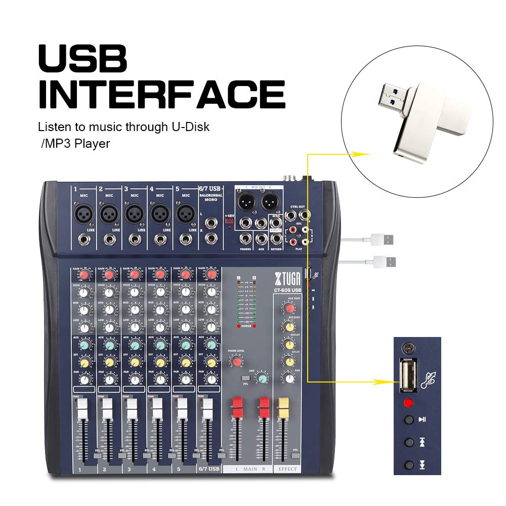 XTUGA CT-60/120S USB Professional Stage Audio Mixer Built-in