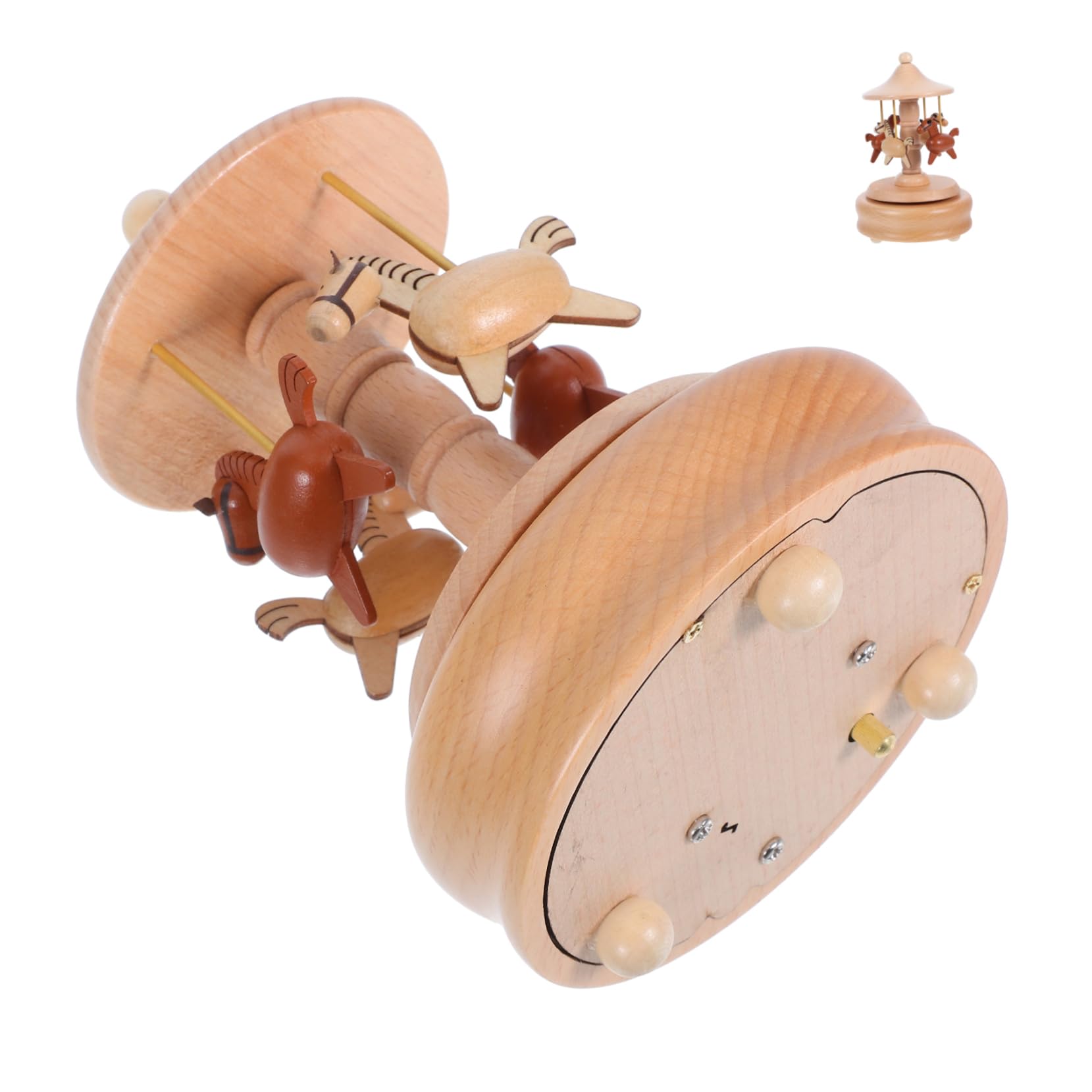 ibasenice Carillon Giostra Rotante in Legno Beige per Casa e Compleanno