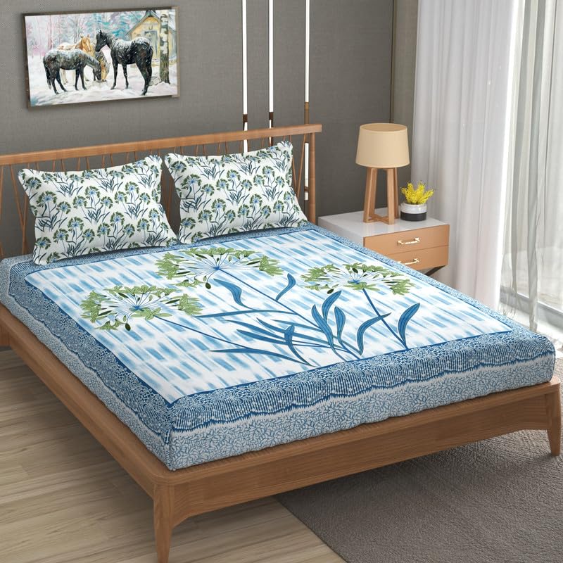 PRtrend Cotton 210 TC Flat Bedsheet with 2 Pillow Covers King Size Jodhpur Bedsheet Soft Fabric for Bed Room, Hotel, Home and Living Room (90x100 inches) (Floral Multicolor) (B0D452NSTT) Amazon Price History, Amazon Price Tracker