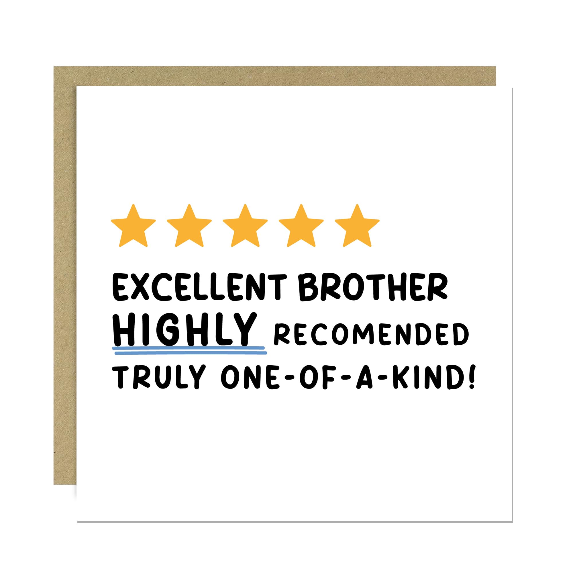 RED OCEAN Funny Birthday Card For Brother With Kraft Envelope Brother Birthday Card Joke For Him From Sister 5 Stars Fun