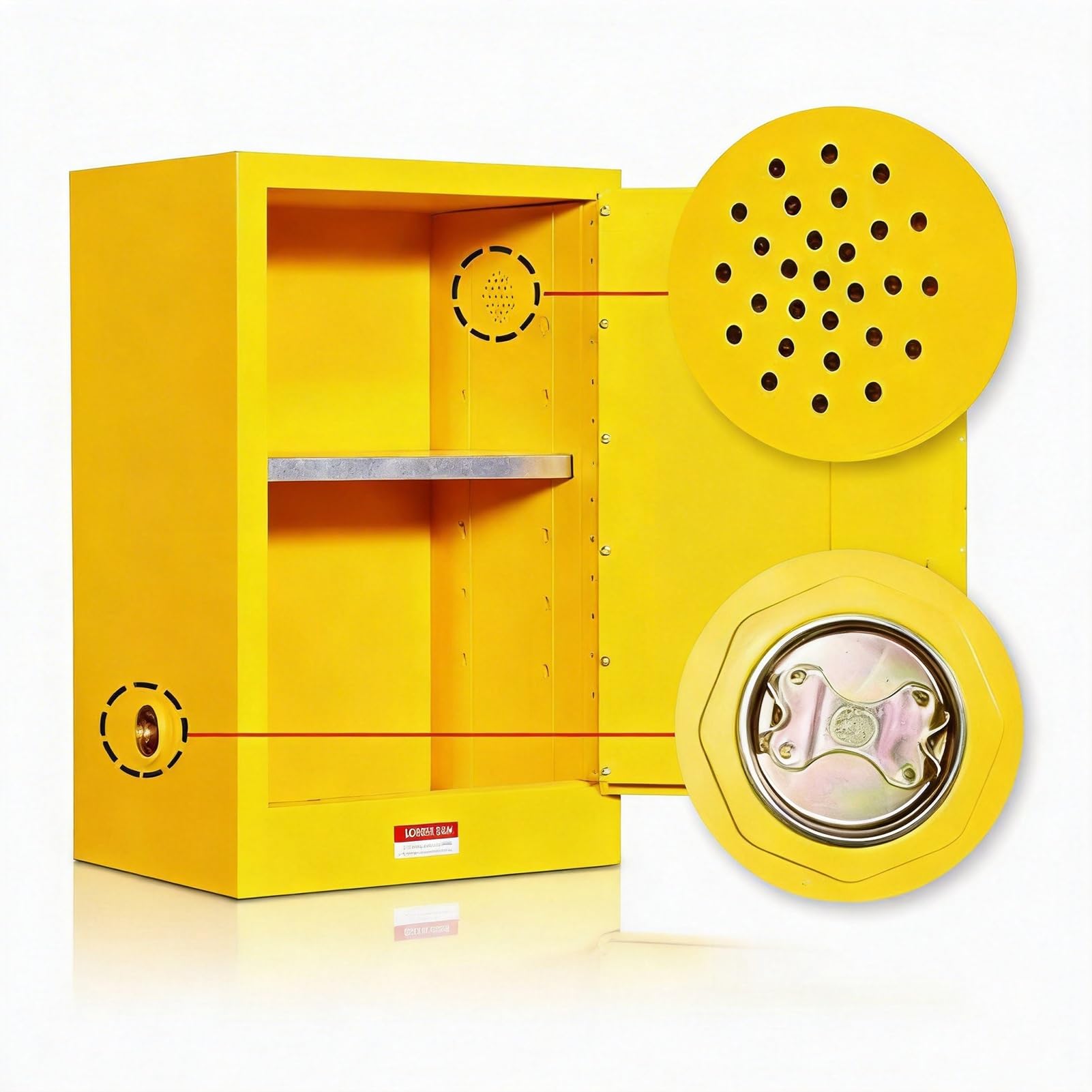 Armario de Seguridad Amarillo 8L y 15L - Antiexplosivo para Líquidos Inflamables - Almacenamiento Químico con Toma de Tierra para Laboratorio, Taller, Industria(2gal)