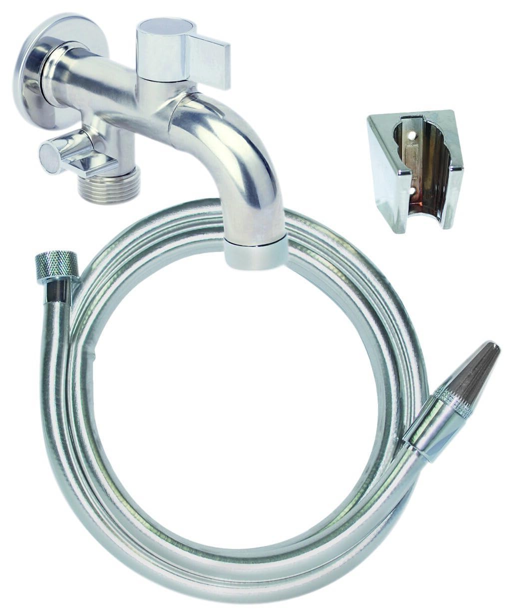 Boutté Robinet de jardin 2 en 1 in two avec lance, Argent