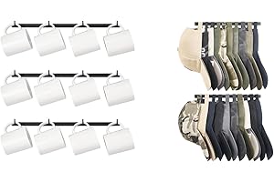 Dahey Mug Holder Metal Coffee Mug Rack and Hat Organizer for Baseball Caps