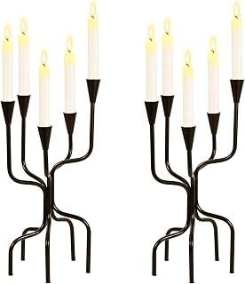 Kerzenständer mit 5 Armen, 40,6 cm hoch, schwarz, dekorativer Kerzenhalter für Tischdekoration, formelle Veranstaltungen, Hochzeit, Party, Kirche, Kamin, Heimdekoration (Schwarz1)