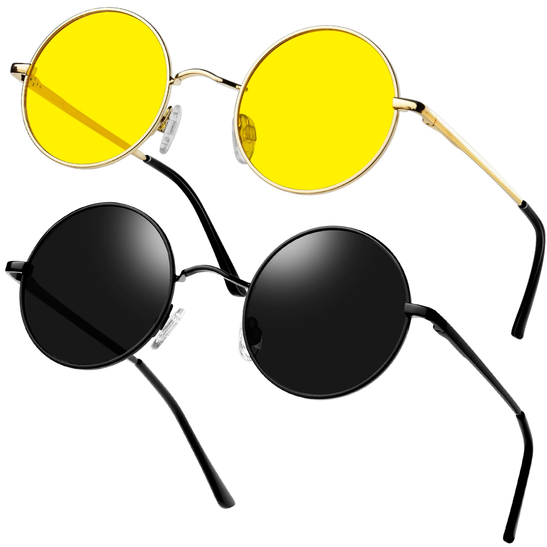 KANASTAL Spolaryzowane Okulary Przeciwsłoneczne Damskie Męskie Hippie Metal UV400 Okulary Słoneczne Retro Steampunk Okrągły Do Golf Jazda Samochodem Wędkarstwo Bieganie Boże Narodzenie Cosplay