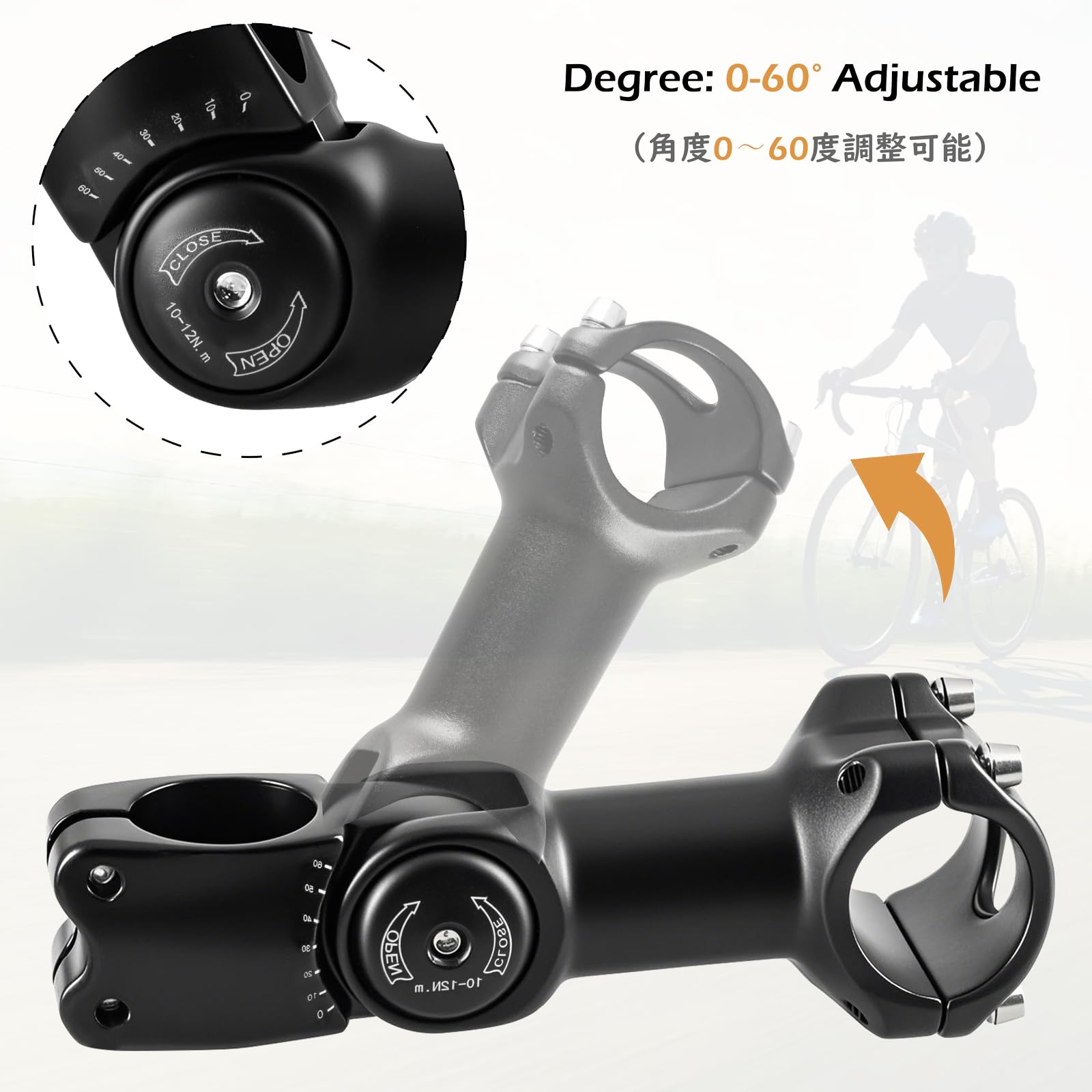 TRIWONDER Regulowana moc rowerowa 0-60 stopni, 25,4 mm, 31,8 mm, drążek kierownicy z kluczem sześciokątnym do roweru górskiego BMX 1-1/8" (31,8 x 110 mm)