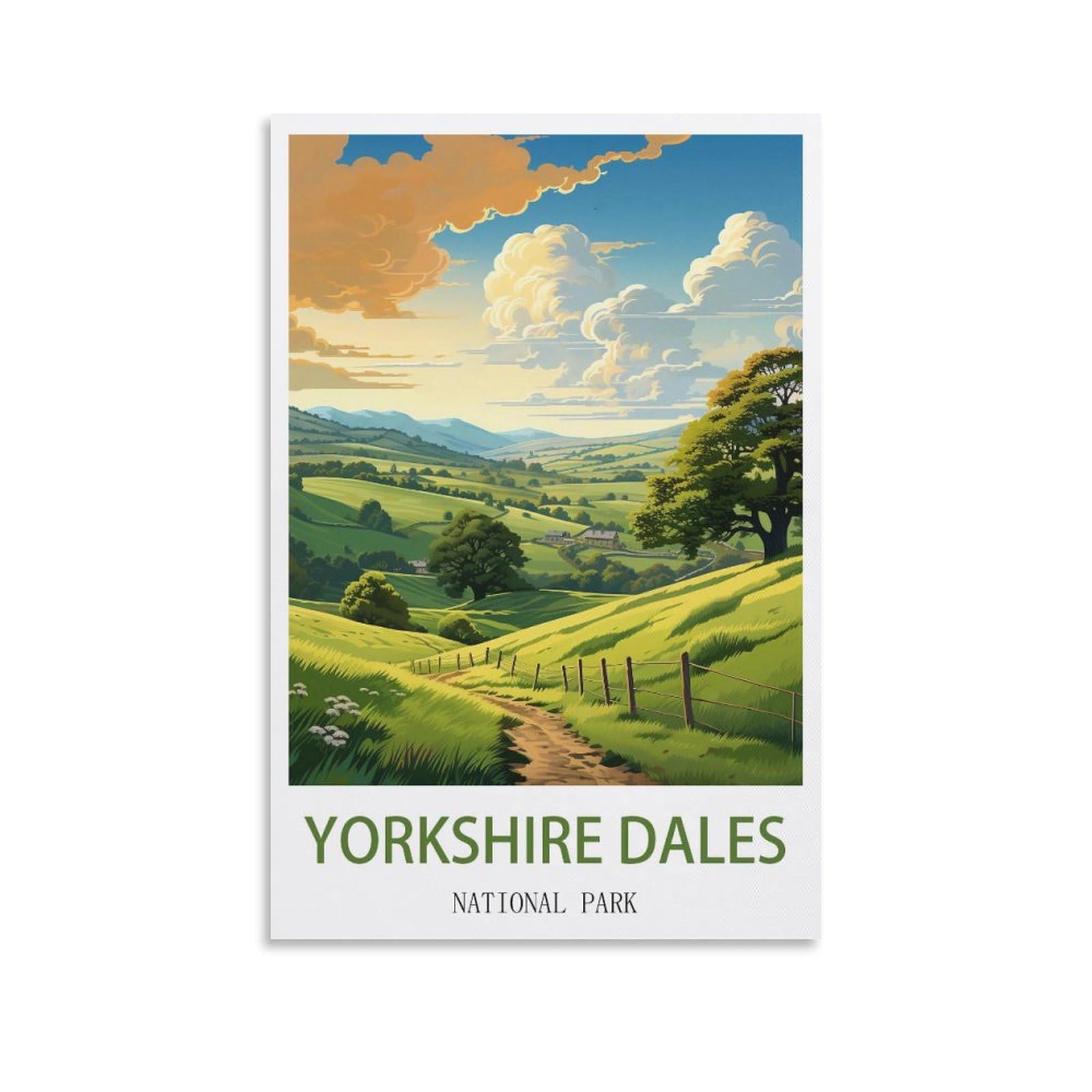 EZMLFA Paint by Numbers for Adults，Yorkshire Dales National ParkPoster Easy Paint by Numbers for Beginner,Acrylic Watercolor Paint by Number for Kids Gift Decor 50x60CM