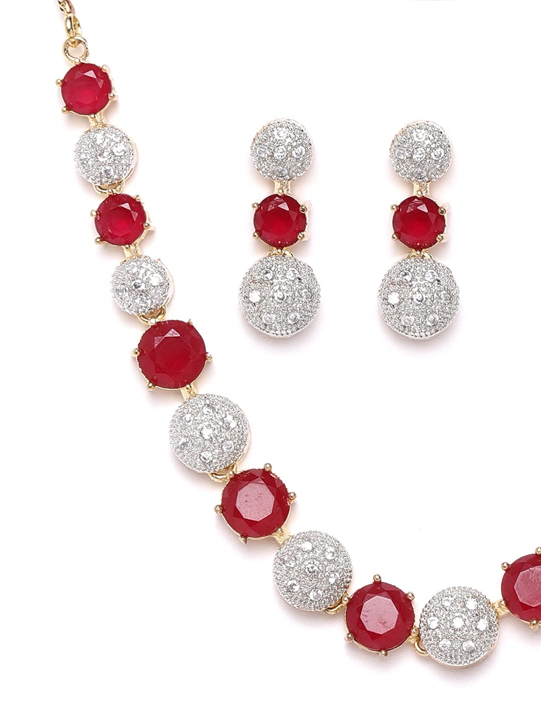 American Diamond Jewellery Set with Necklace, Earrings, Bracelet, Ring