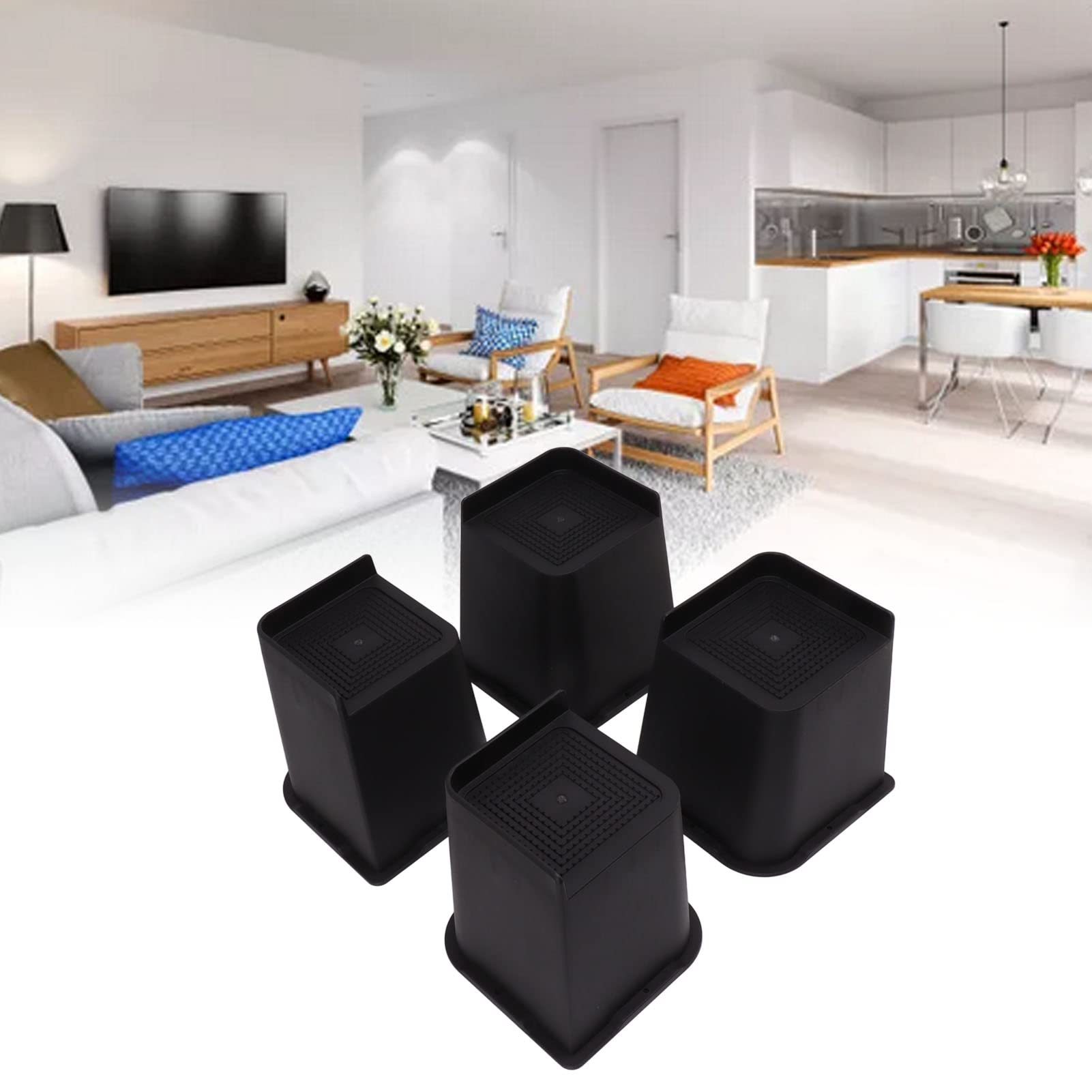 Elevador de Muebles de Alta Resistencia, 6 Pulgadas, ABS, Cama, sofá, Silla, Bloques elevadores, Juego de 4, Antideslizante, para el hogar, Oficina, Dormitorio, Altura ajust