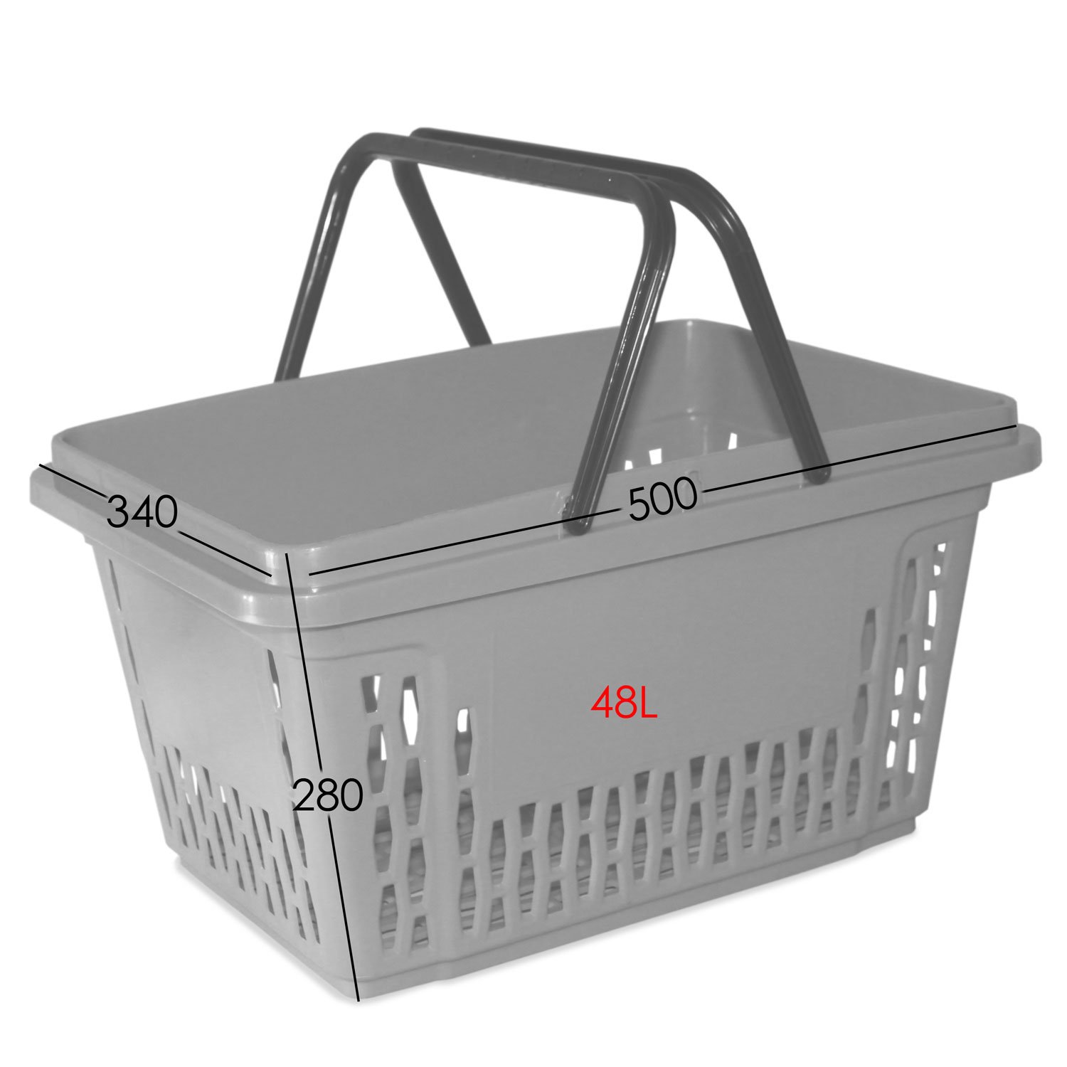 Gerso - 10 Cestini della spesa in plastica con 2 staffe, polipropilene da 40 litri, vari colori blu