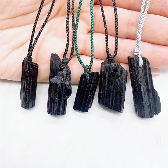 AtkitS crystal Natural black tourmaline pendant crystal irregular black stone necklace home decoration specimen gift (Color : Brown(Random), Size : 1PC)