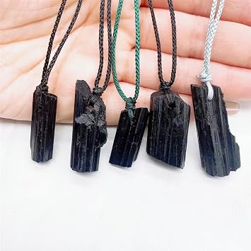 AtkitS crystal Natural black tourmaline pendant crystal irregular black stone necklace home decoration specimen gift (Color : Brown(Random), Size : 1PC)