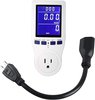 Plug-in Electricity Usage Monitor, Overload Protection Calculate CO2 Emission Home Electrical Analyzer with HD LCD Backlig...