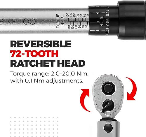Miniatura 6 de PRO BIKE TOOL Juego de llave dinamométrica y destornillador de torsión - Herramienta de precisión para mantenimiento de bicicletas - Accionamiento