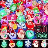 [FLYZY] クリスマス ひかるおもちゃ 光る指輪 プレゼント 12種類 お祭り 縁日 景品グッズ 光るリング キラキラリング ピカピカ 子供 大人 グッズ 飾り 装飾 おもちゃ プレゼント（50個入）