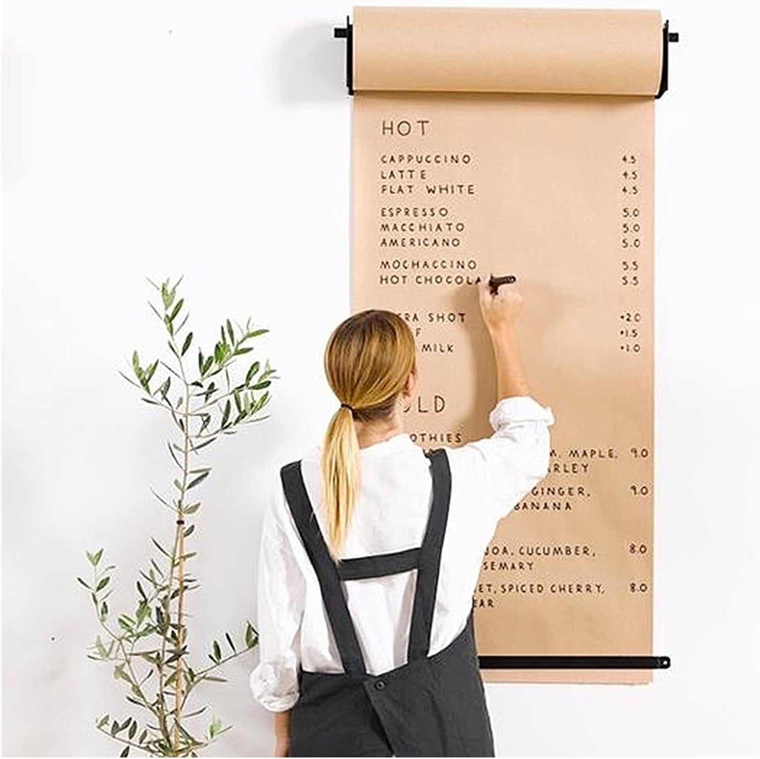 Bulletin Board Paper Cafe/Restaurant Kraft Paper Roll Holder & Dispenser, For Kids/Adults/Elderly, Black Steel Frame For Craft Poster Art Paper Roll Christmas Bouquet ,Steel Frame Wide-67cm/26.3in