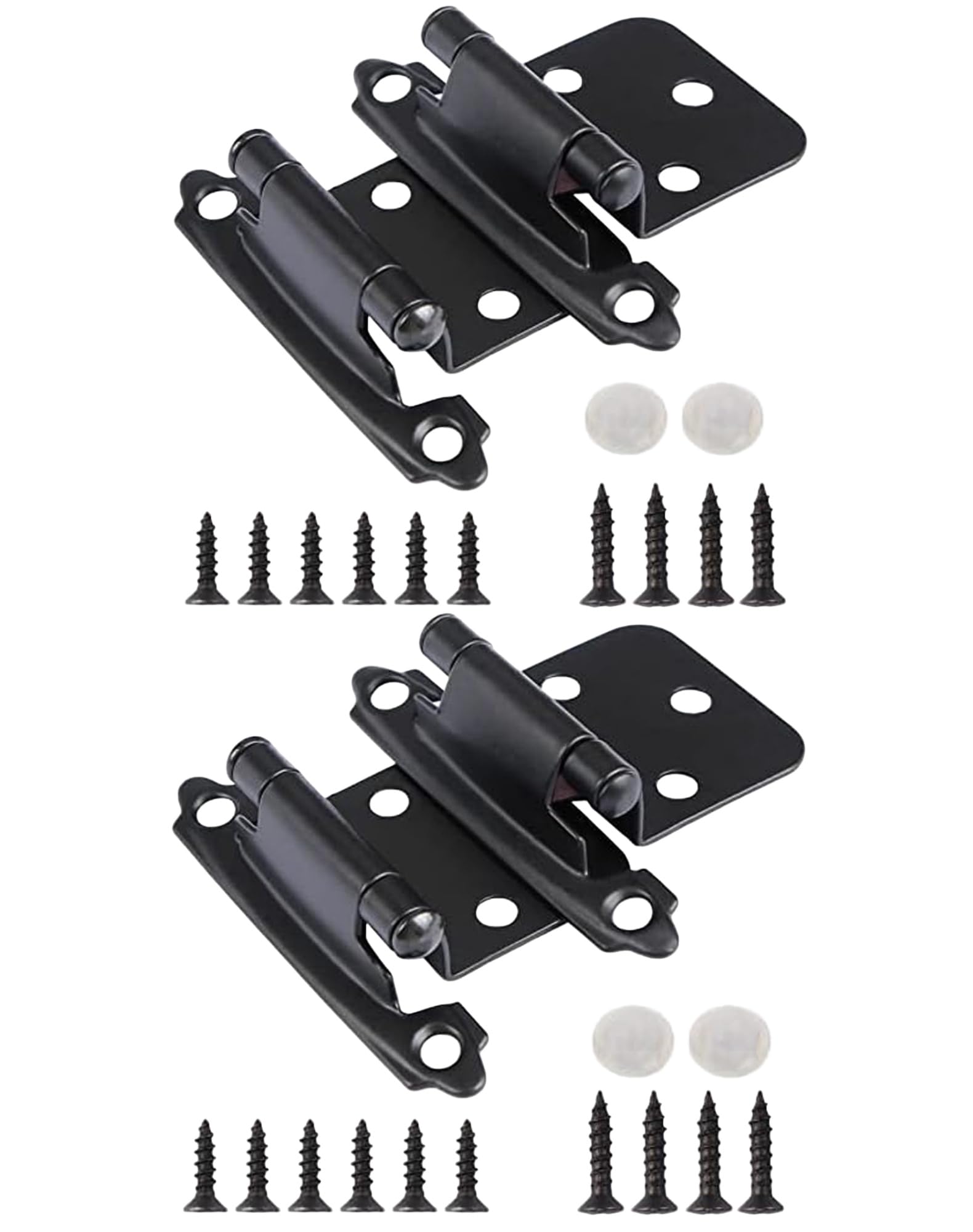 XWHLXY Kitchen Cupboards Inset Hinges, 4Pcs 1/2" Overlay Semi-Concealed Face Mount Cabinet Hinges with Screws for Kitchen Cupboards, RV Cabinets, 1.5mm Steel, Matte Black