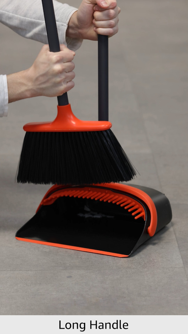 2-Pack Broo And Dustpan Set With Long Handle Heavy-Duty Dust