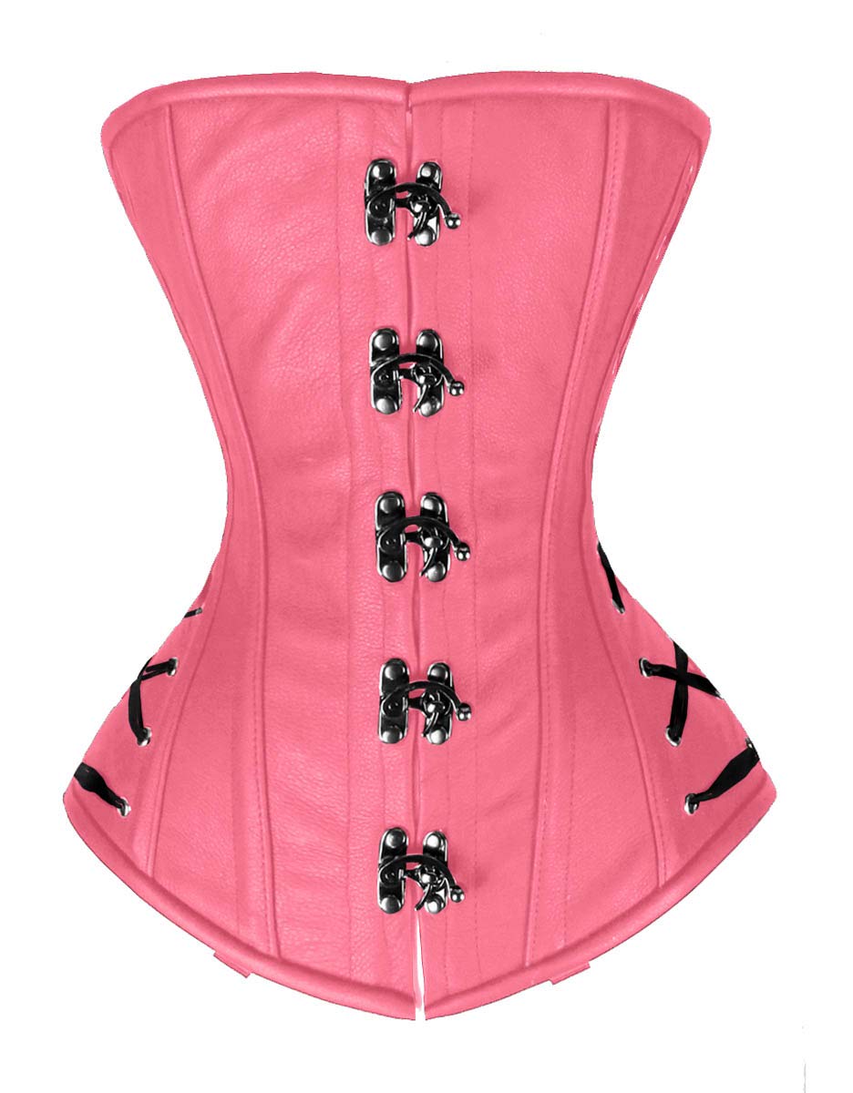 luvsecretlingerie Heavy Duty 26 Double Steel Boned Waist Training Real Leather Long Torso Overbust Tight Shaper Corset 8485