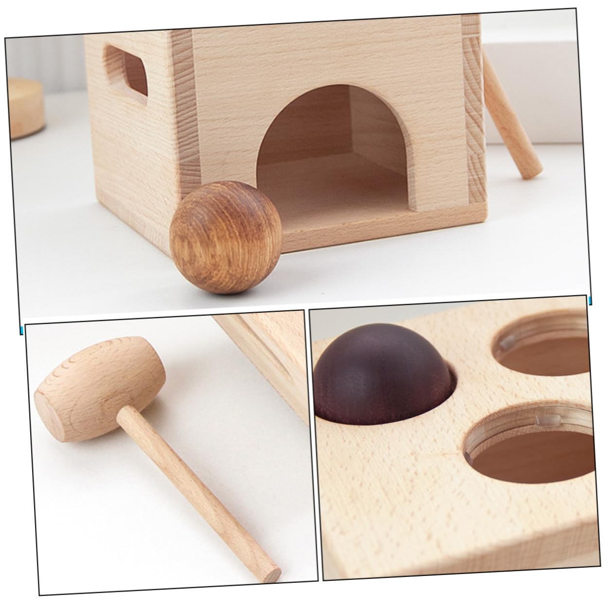 Giocattolo Educativo in Legno Scatola Palline da Battere per Bambini, Migliora Coordinazione Mano-Occhio, Set per Gioco Interattivo e Apprendimento