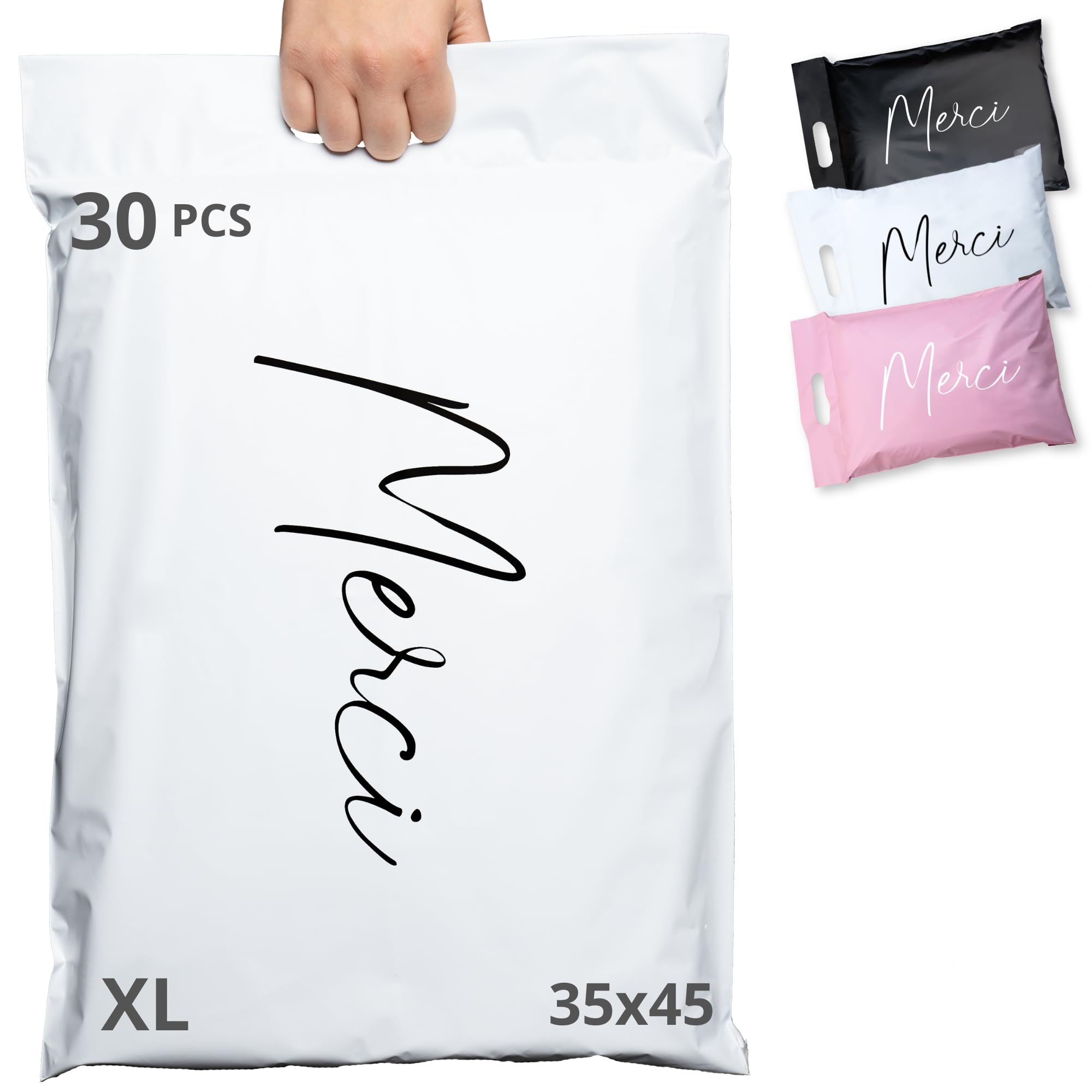 Produktbild von EMBALLAX - 30 Versandtaschen Warensendung - XL 45x35cm - UNDURCHSICHTIG/WIDERSTANDSFÄHIG/WASSERDICHT - Versandtüten Für Kleidung - Umschlag Für Kartons - Versandbeutel - Versandtasche - Danke