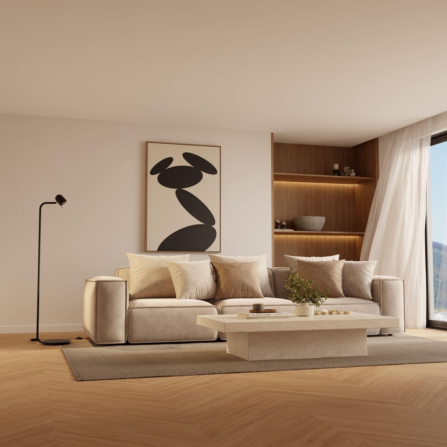 LUMIÈRE Design Lapan Stehleuchte LED dimmbar, Farbtemperatur einstellbar