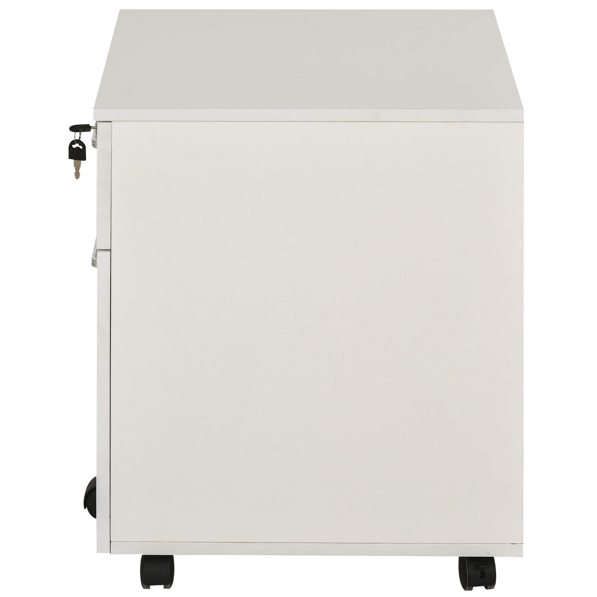 Vinsetto Cajonera de Oficina con Ruedas Mueble Archivador Cajonera Escritorio con 2 Cajones para Documentos en Tamaño A4 Cerradura y Llaves 40x49x58 cm Blanco