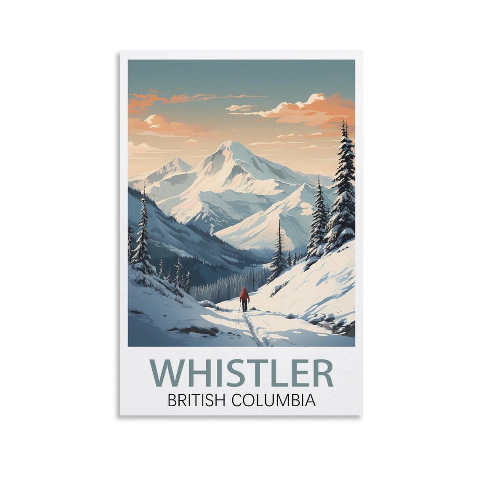 LCYNNH Whistler Mountain Travel Vintage Travel Poster Ski 20x30inch(50x75cm) Print Poster Home Bathroom Bedroom Office Living Room Decor Canvas Poster